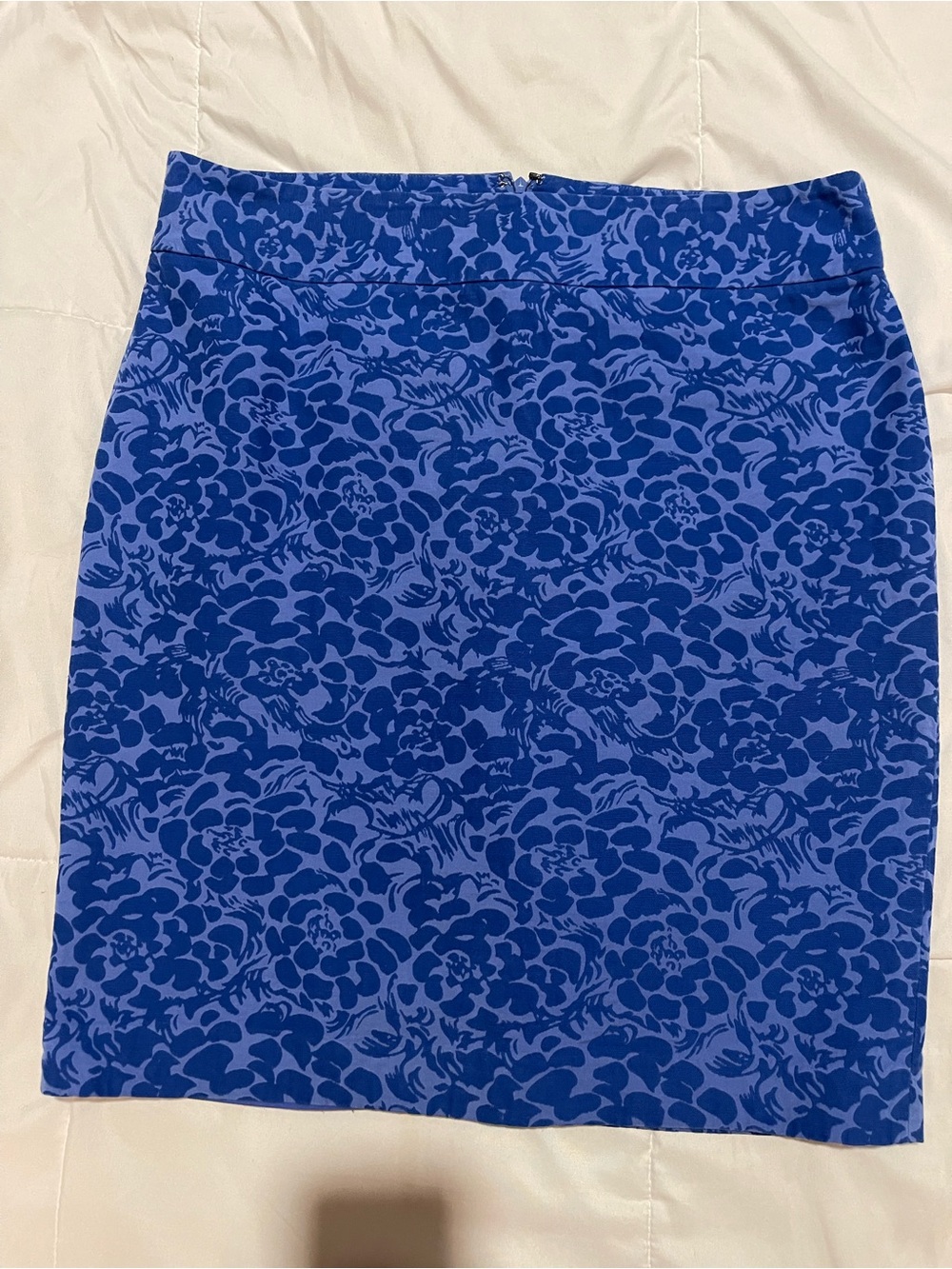 Blue Floral Pencil Skirt